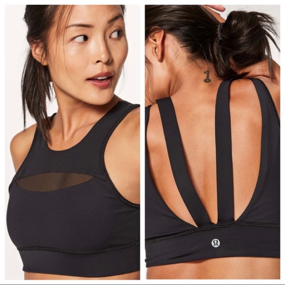 Lululemon Black Run The Day Sports Bra Size 6